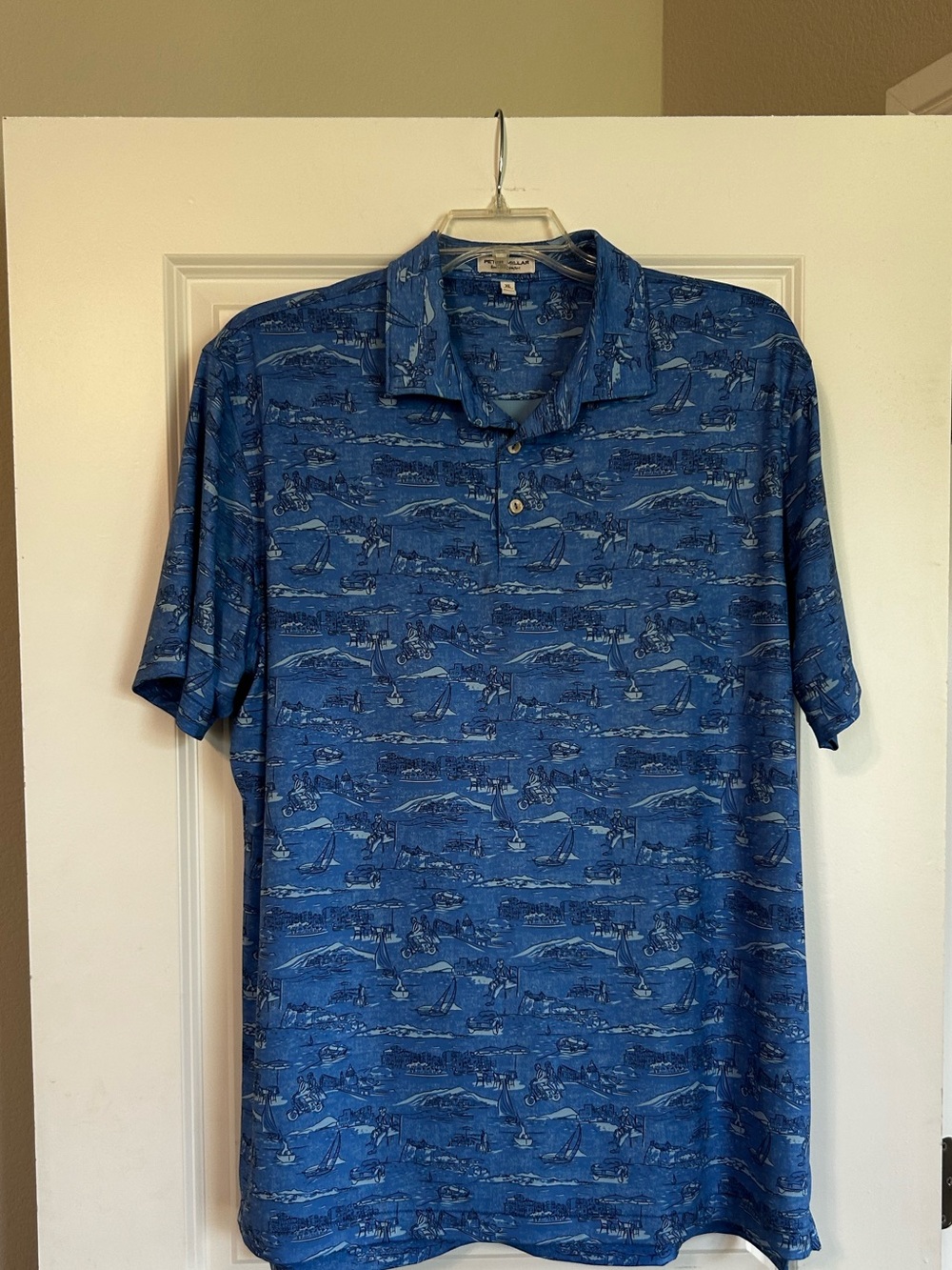 Peter Millar Blue Nautical Print Polo